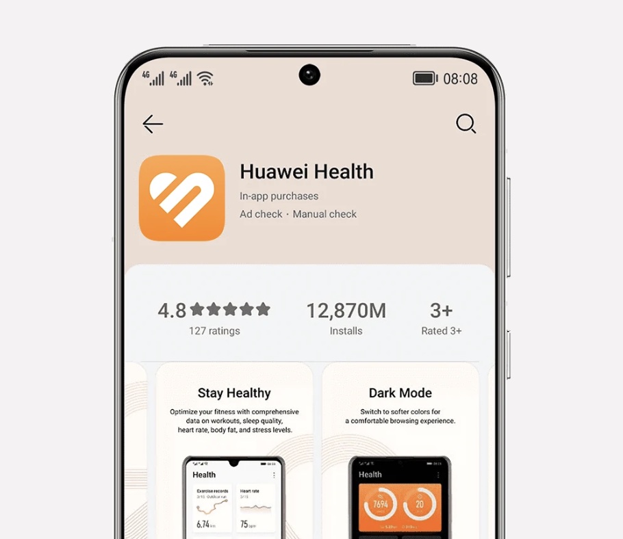Huawei Watch D yhdistyy Huawei Health -sovelluksen kanssa.