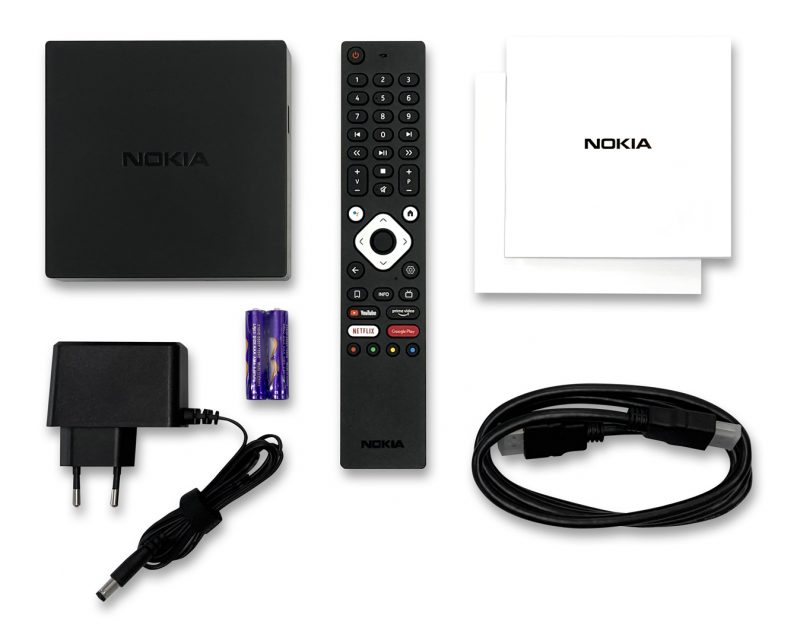 Nokia Streaming Box 8010:n myyntipakkauksen sisältö.