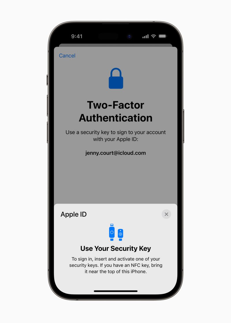Apple ID -tilin voi jatkossa suojata fyysisellä avaimella.