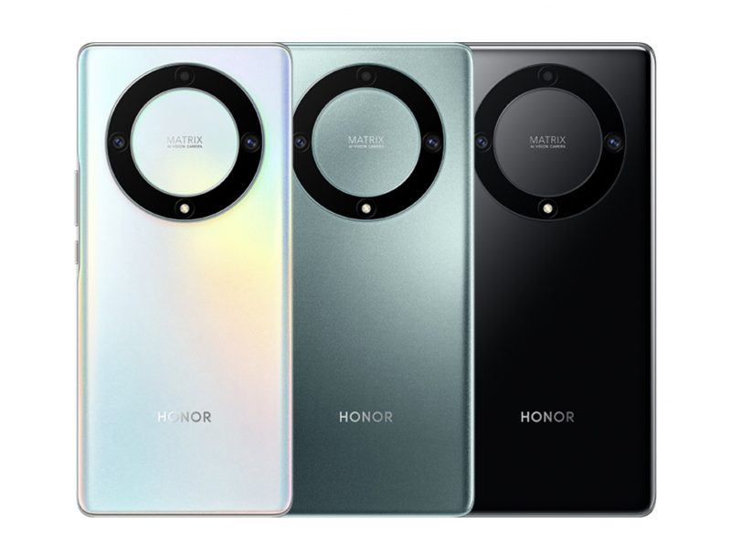 Honor X9a 5G:n kolme värivaihtoehtoa.