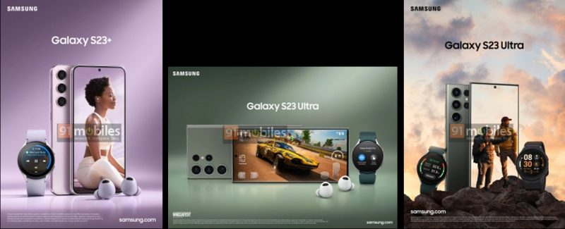 Samsung Galaxy S23 -puhelinten markkinointikuvia. Kuva: 91mobiles.