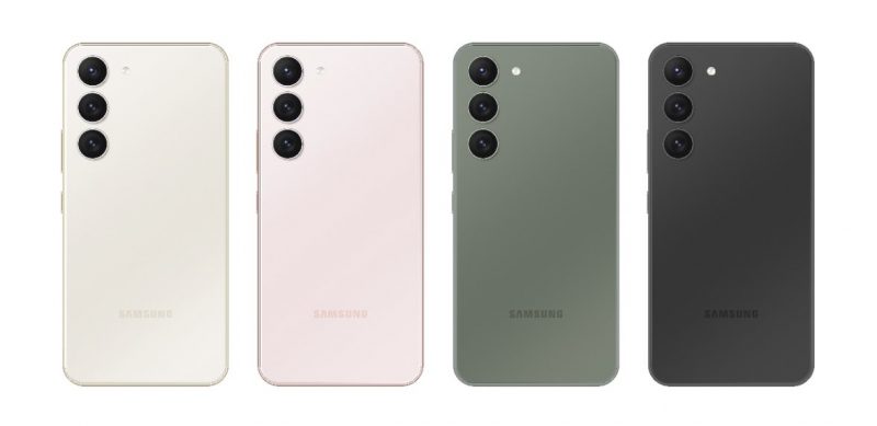 Samsung Galaxy S23:n värivaihtoehdot väitetyssä vuotokuvassa.
