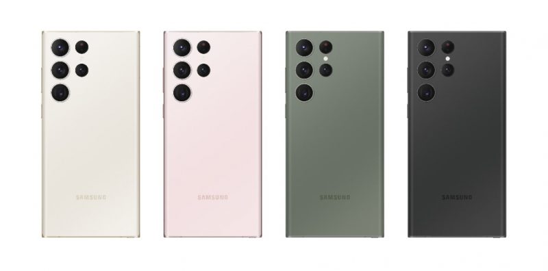 Samsung Galaxy S23 Ultran värivaihtoehdot väitetyssä vuotokuvassa.