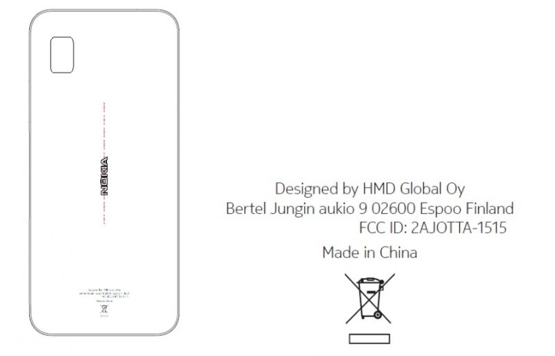 Nokia TA-1515:n kuva FCC-asiakirjoista.