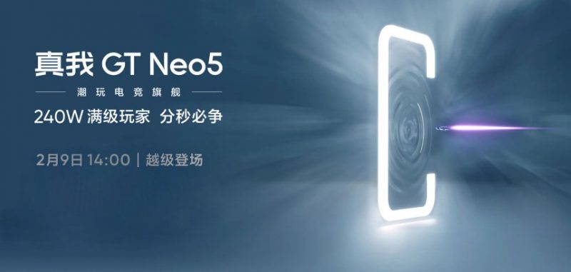Realme GT Neo5 -julkistus tapahtuu Kiinassa 9. helmikuuta.