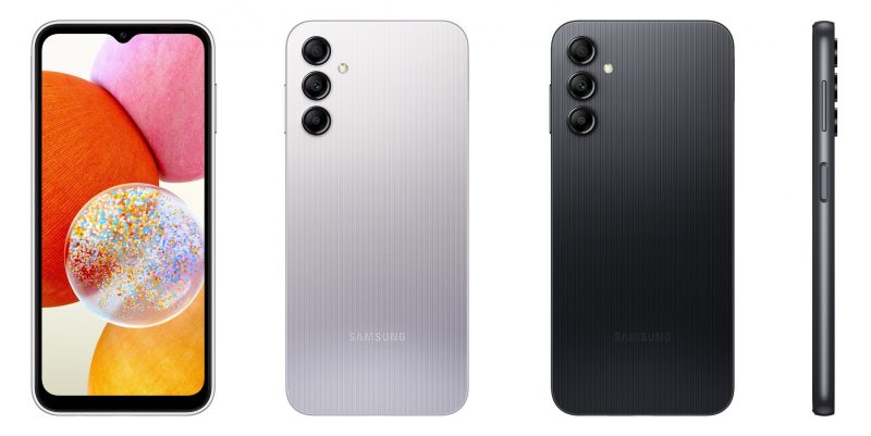 Samsung Galaxy A14 hopeana ja mustana värivaihtoehtona. Kuvat: WinFuture.de.