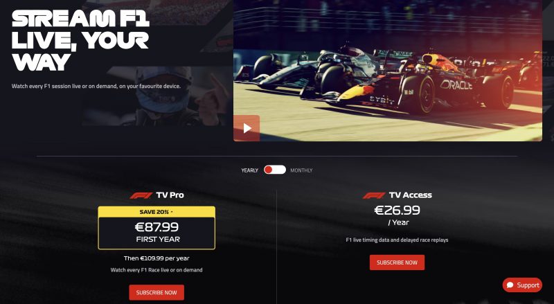F1 TV Pron saa nyt koko kaudeksi alle 88 eurolla.