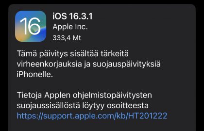 Muun muassa iOS 16.3.1 on nyt ladattavissa.