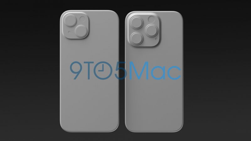 Vasemmalla iPhone 15:n, oikealla iPhone 15 Pron mallinnos. Kuva: 9to5Mac / Ian Zelbo.