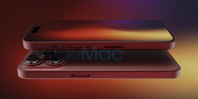 Tummanpunaisen iPhone 15 Pron mallinnos. Kuva: 9to5Mac / Ian Zelbo.