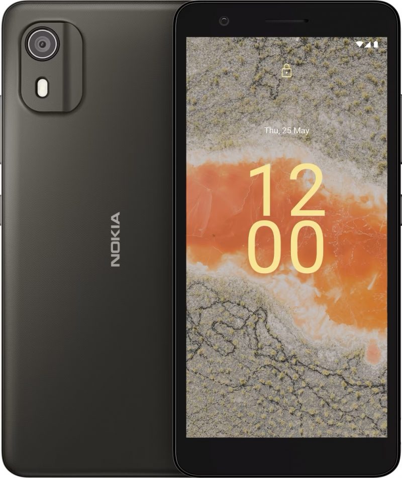 Nokia C02:n musta värivaihtoehto (Charcoal / Hiili).