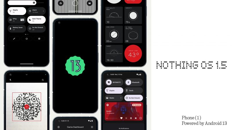 Android 13 saapuu Nothing Phone (1):lle osana Nothing OS 1.5 -ohjelmistoa.