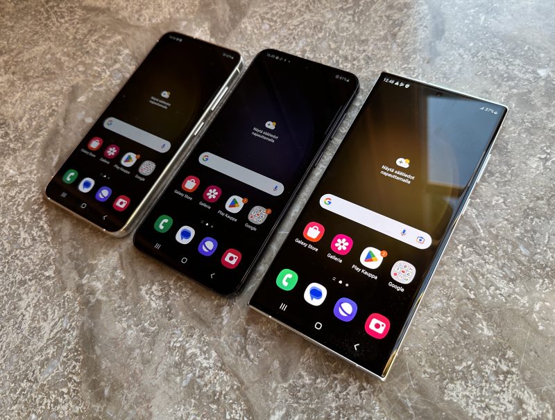Samsung Galaxy S23, Galaxy S23+ ja Galaxy S23 Ultra.