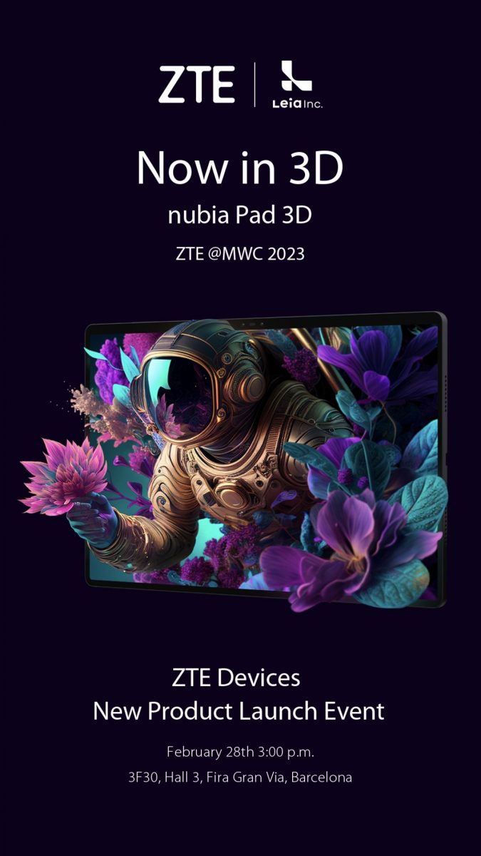 ZTE:n Nubia-brändi esittelee Mobile World Congress -messuilla Nubia Pad 3D -tablettilaitteen.