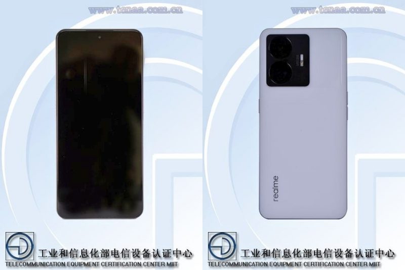 Realme GT Neo5 Lite Kiinan TENAA-viranomaistietokannan kuvissa.
