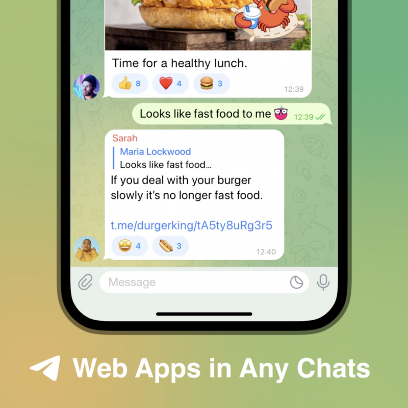 Telegram-botit voi liittää osaksi mitä tahansa keskustelua.