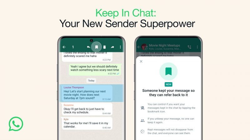 WhatsApp saa uuden Keep in Chat -ominaisuuden.