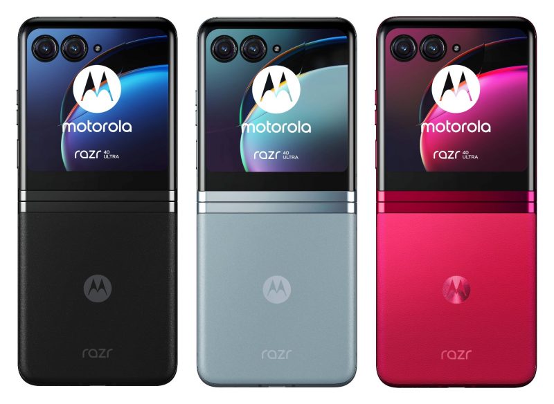 Motorola Razr 40 Ultran kolme värivaihtoehtoa avattuna. Kuva: Evan Blass / Twitter.