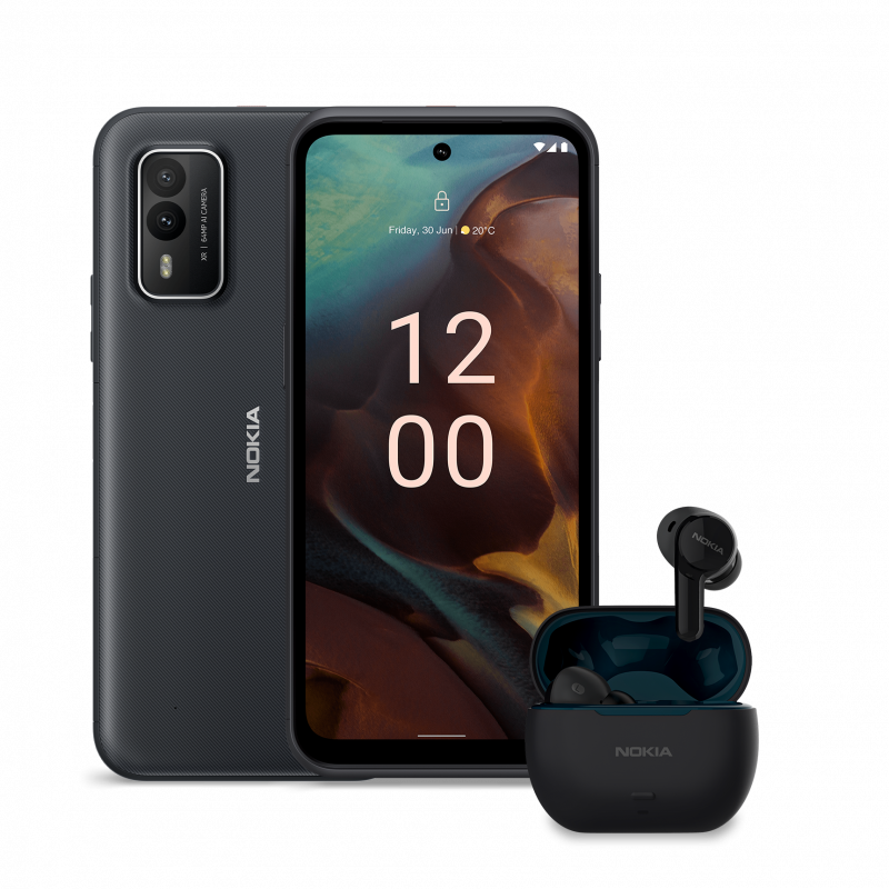 Nokia-puhelinten oma verkkokauppa tarjoaa Nokia XR21:n ostajalle Nokia Clarity Earbuds -kuulokkeet.