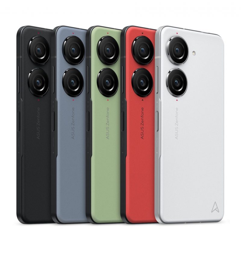 Asus Zenfone 10:n viisi värivaihtoehtoa.