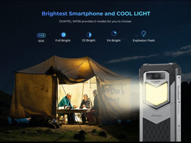 Oukitel WP26:n erikoisuus on "camping-valo".