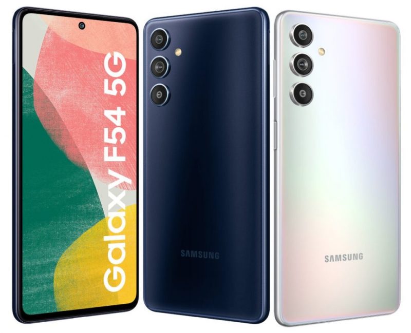 Samsung Galaxy F54 5G kahtena eri värivaihtoehtona.