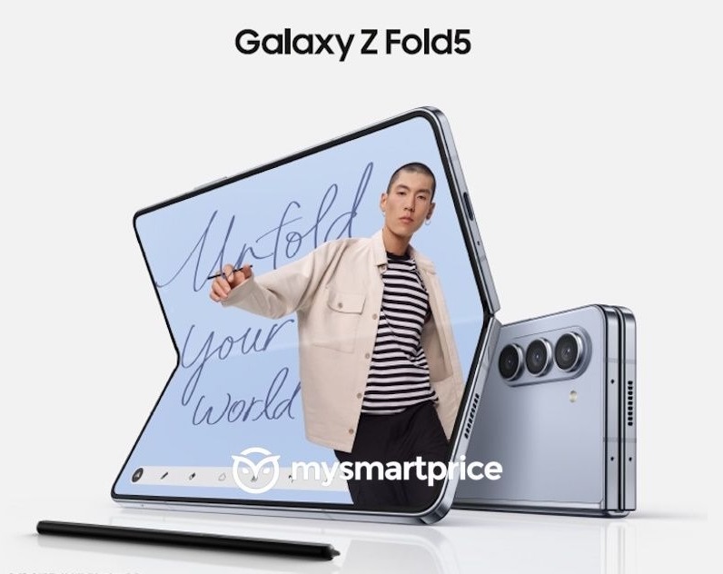 Samsung Galaxy Z Fold5 aiemmin vuotaneessa kuvassa. Kuva: MySmartPrice.