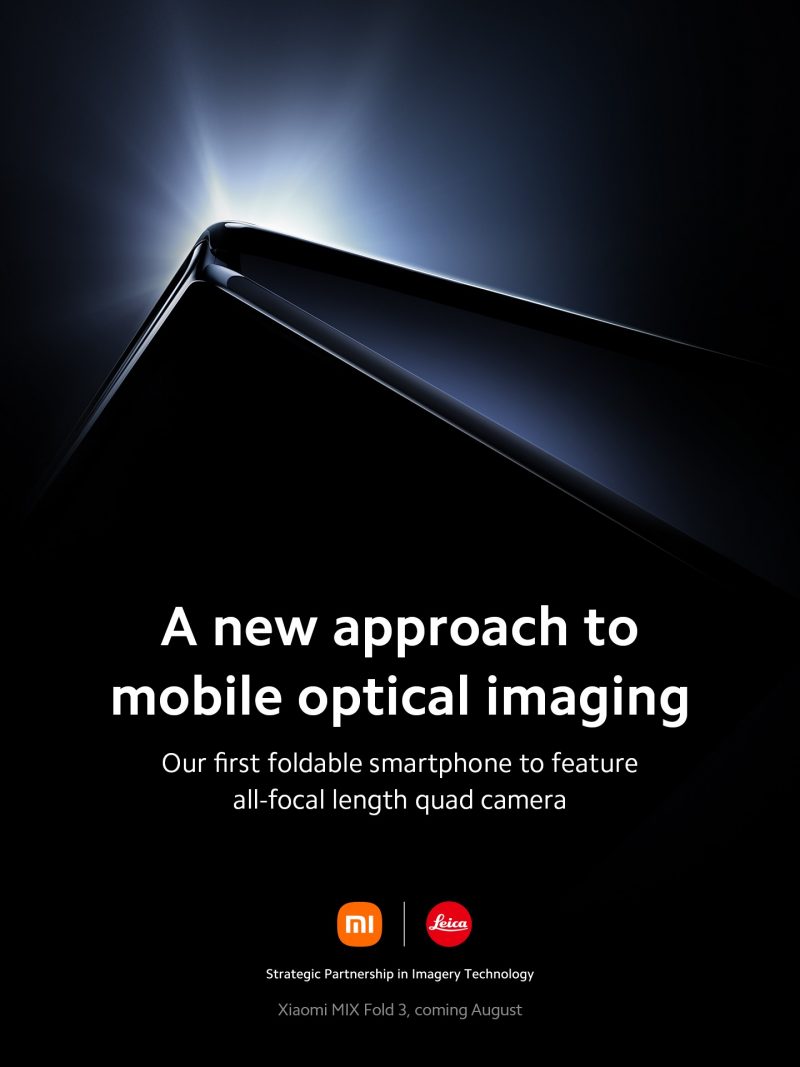 Elokuussa julkistettava Xiaomi MIX Fold 3 sisältää Leican kanssa toteutetun kamerakokoonpanon.