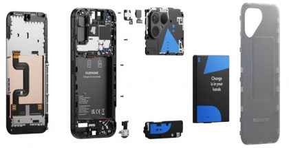 Fairphone 5:n rakenne on jälleen modulaarinen, minkä tarkoitus on helpottaa korjaamista.