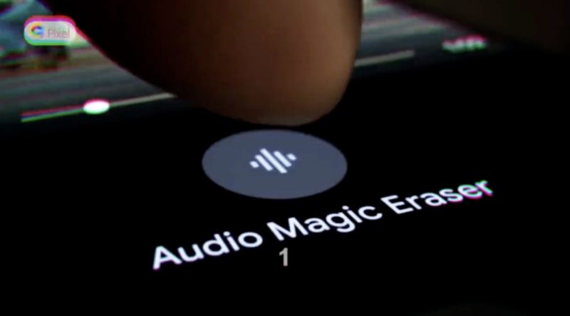 Audio Magic Eraser on uusi toiminto Pixel 8 -puhelimissa. Kuvankaappaus vuotaneelta mainosvideolta.