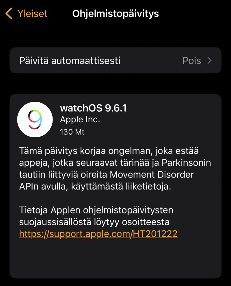 watchOS 9.6.1 nyt ladattavissa.