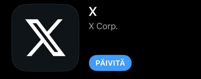 Twitter-nimi katosi myös Applen laitteille ja korvautui X:llä.