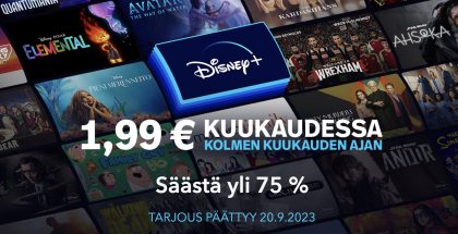 Disney+:n saa nyt kuukaudeksi 1,99 euron hinnalla.