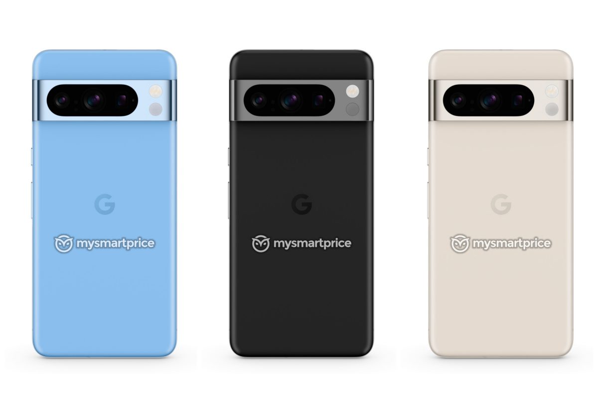 Google Pixel 8 Pron kolme värivaihtoehtoa. Kuvat: MySmartPrice.