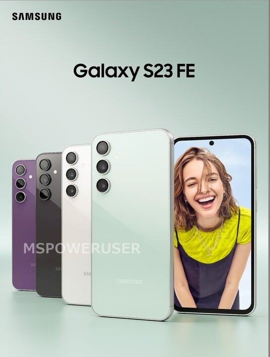 Samsung Galaxy S23 FE:n värivaihtoehdot vuotaneessa kuvassa.
