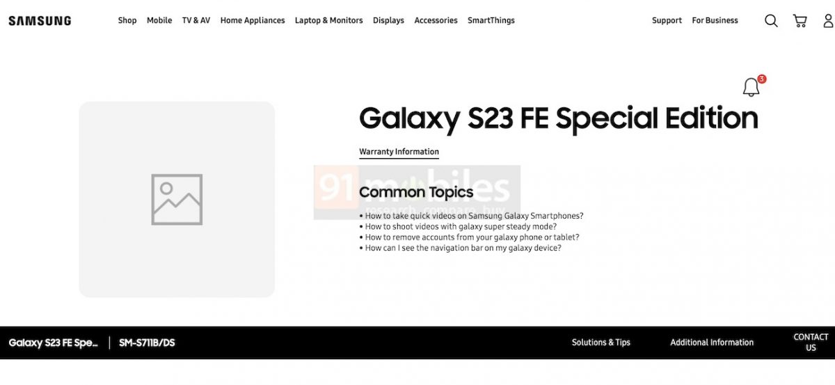 Millainen on Galaxy S23 FE Special Edition? Kuva: 91mobiles.