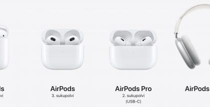 Applen nykyinen AirPods-mallisto.