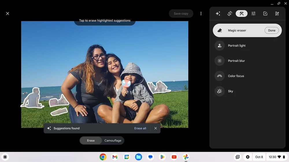 Google Kuvat Chromebook Plus -laitteissa saa Magic Eraser -toiminnon.
