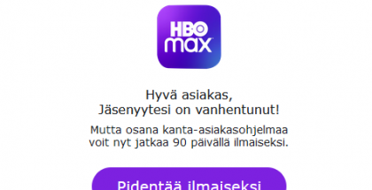 Esimerkki HBO Max -huijausviestistä.