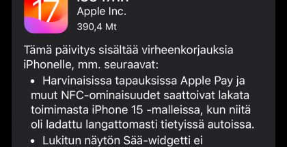 Muun muassa iOS 17.1.1 on nyt ladattavissa.