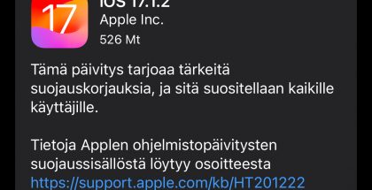iOS 17.1.2 on nyt ladattavissa.