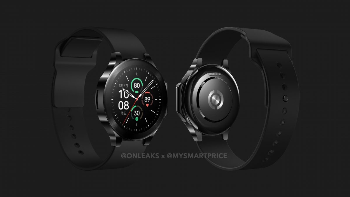 OnePlus Watch 2:n mallinnos edestä ja takaa. Kuva: OnLeaks / MySmartPrice.