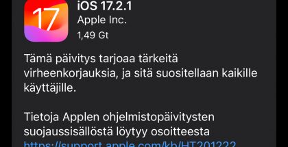 iOS 17.2.1 julkaistiin 19. joulukuuta.