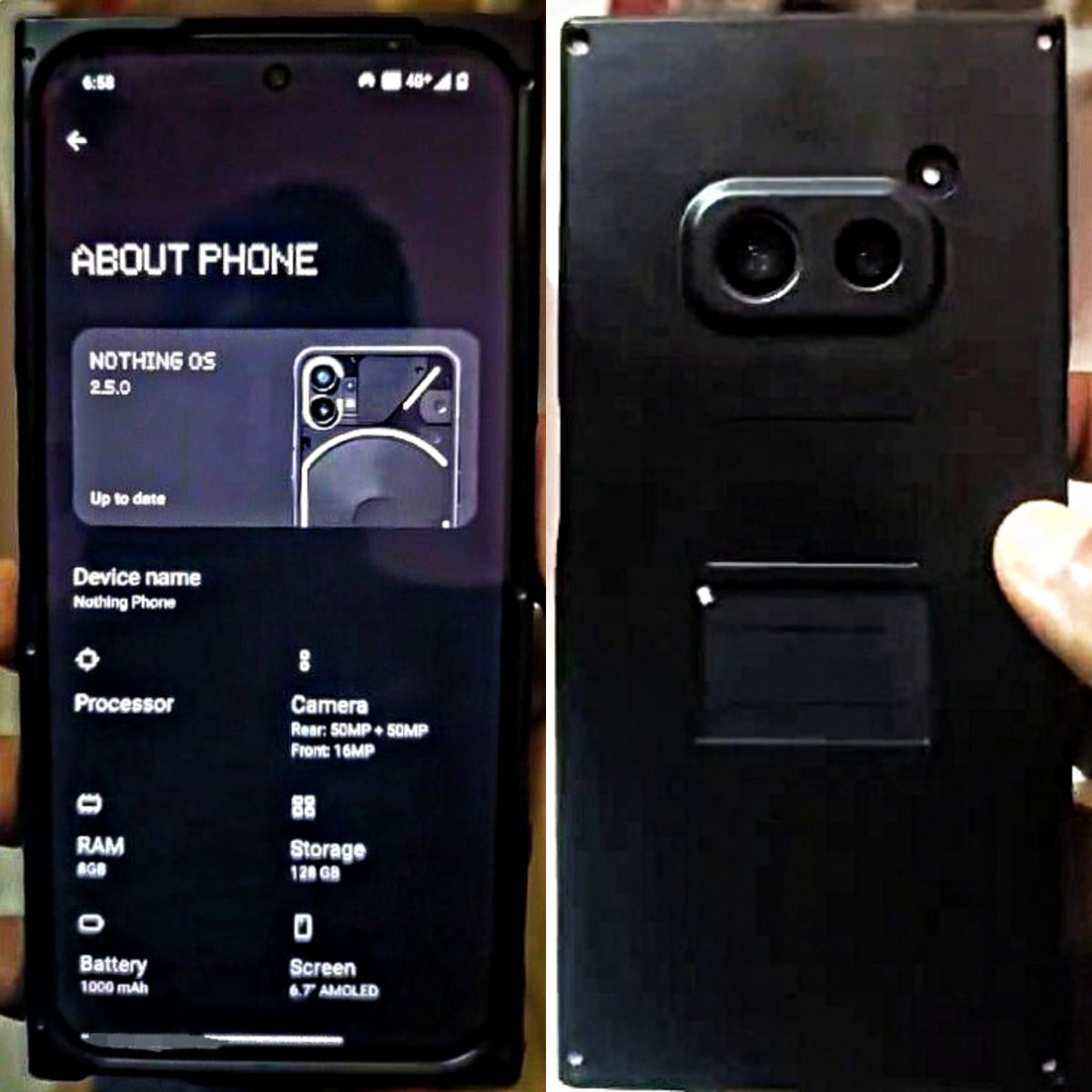 Nothing Phone (2a):n prototyyppi vuotaneissa kuvissa. Kuva: Yogesh Brar / X.