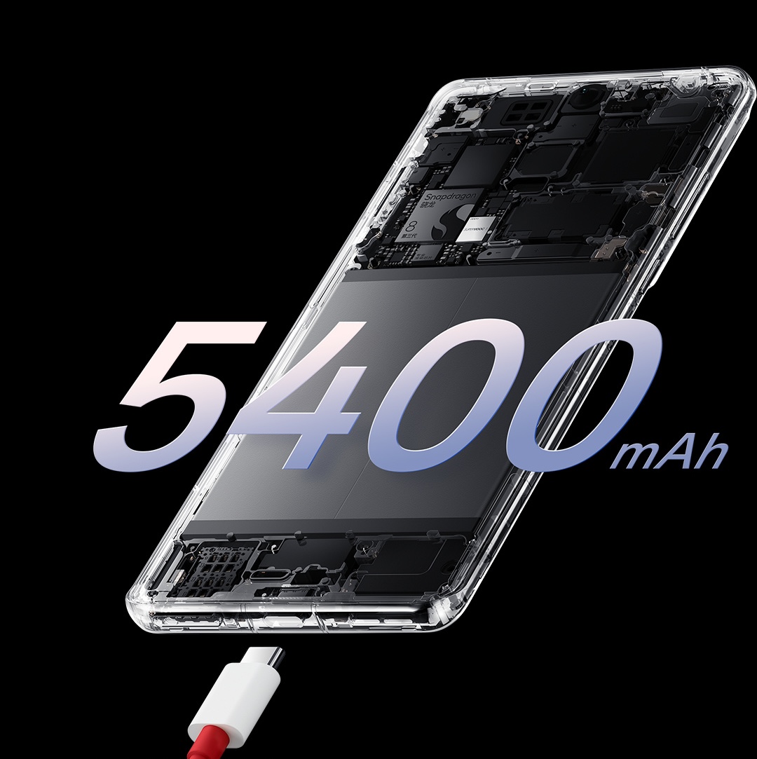 OnePlus 12:ssa on 5 400 milliampeeritunnin akku.