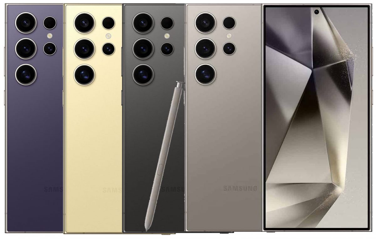 Samsung Galaxy S24 Ultran perusvärivaihtoehdot aiemmin vuotaneessa kuvassa.