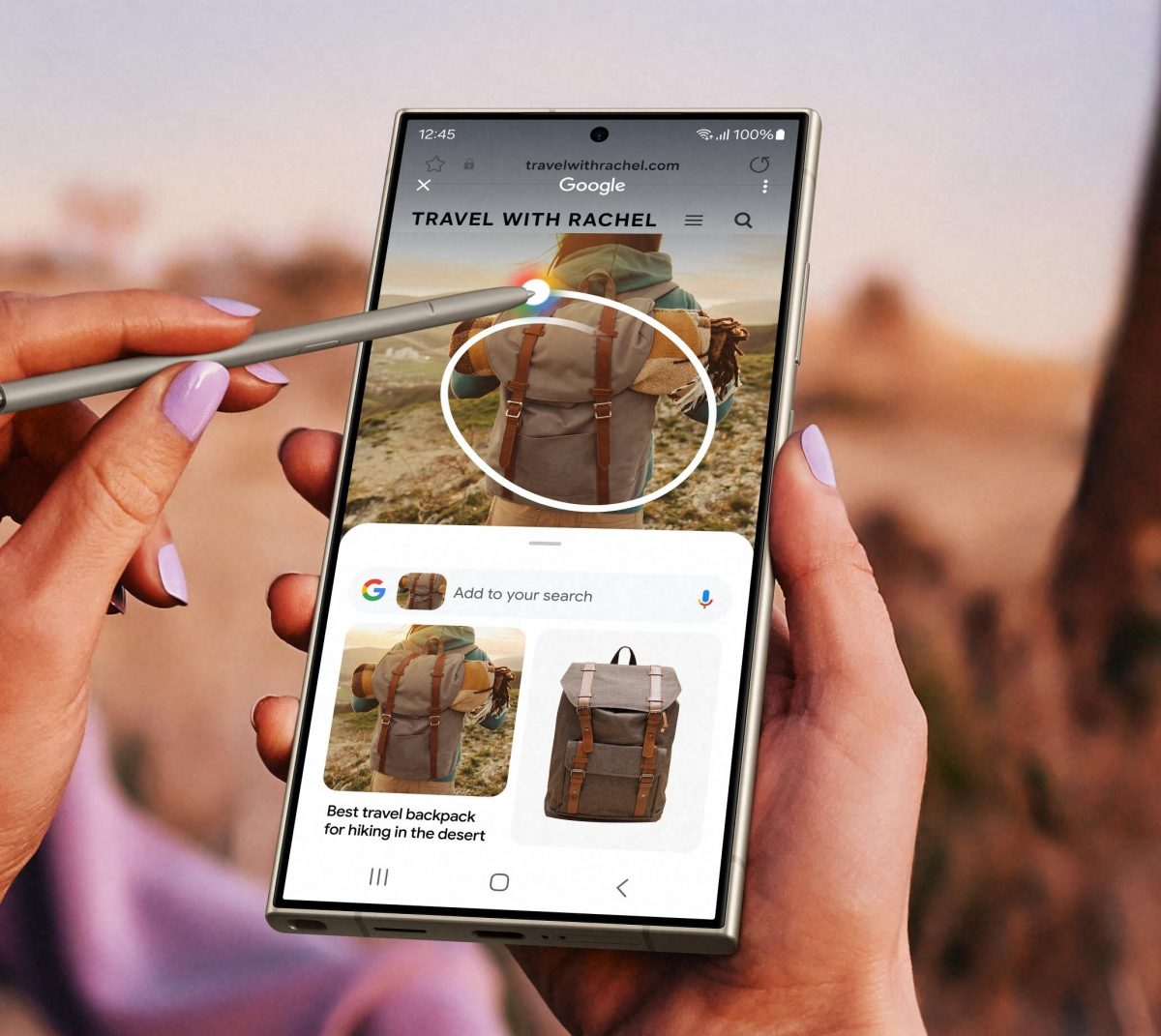 Ensimmäisenä Samsung Galaxy S24 -puhelimissa esitelty Circle to Search -toiminto.