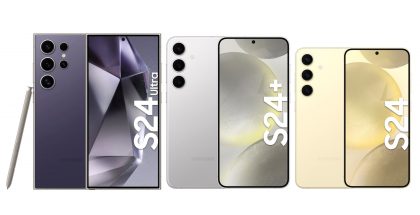 Samsung Galaxy S24 Ultra, Galaxy S24+ ja Galaxy S24 aiemmin vuotaneissa kuvissa.