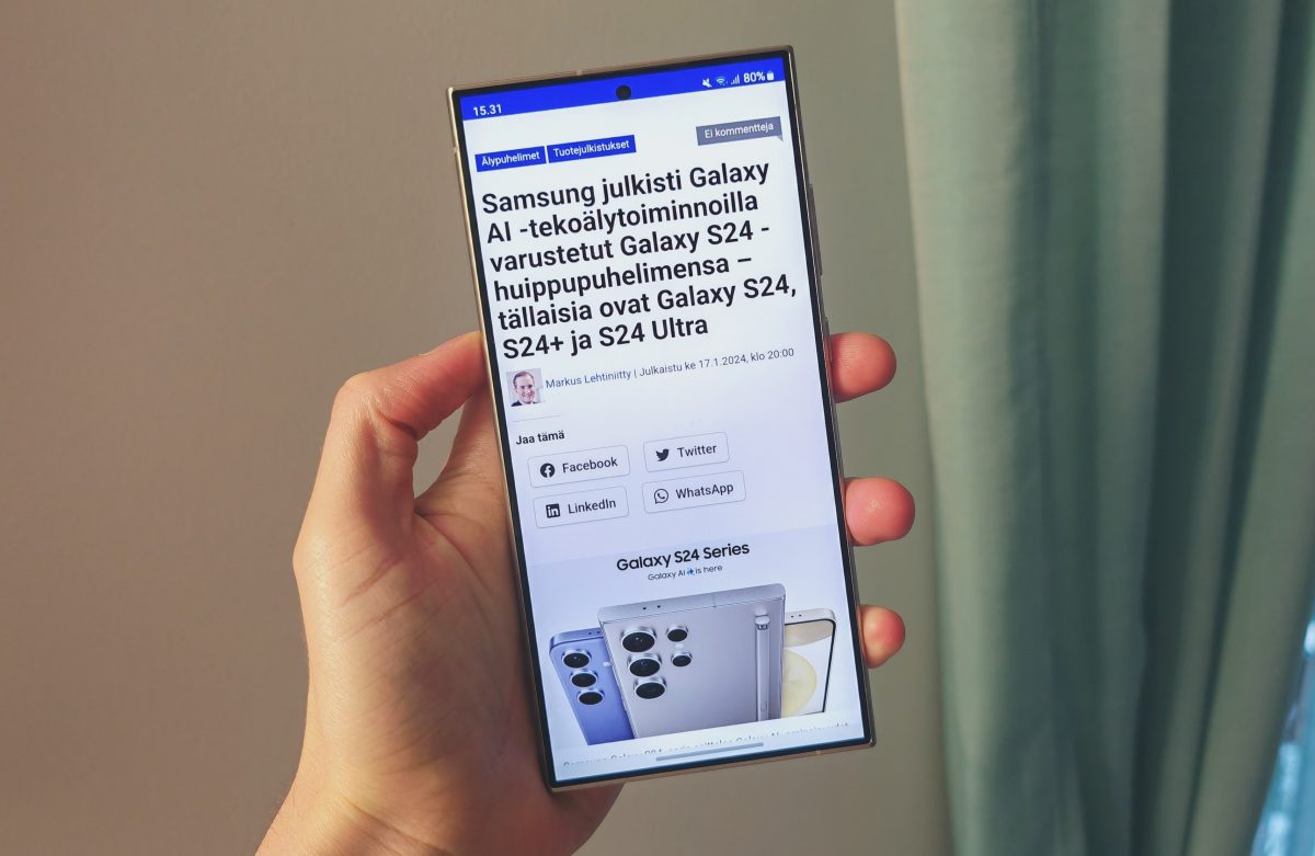 Samsung Galaxy S24 Ultra on huippulaadukas Android-lippulaiva.