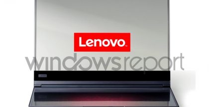 Lenovon läpinäkyvällä näytöllä varustettu konseptiläppäri. Kuva: Windows Report.